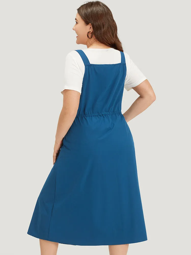 Solid Drawstring Flap Pocket Overall Cami Dress sold by Bloomchic product image thumbnail 4