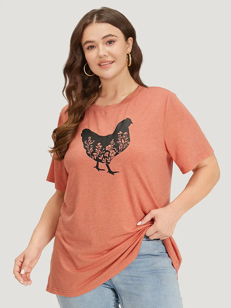 Animal & Plants Print Round Neck T-shirt sold by Bloomchic product image thumbnail 5