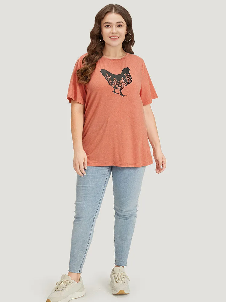 Animal & Plants Print Round Neck T-shirt sold by Bloomchic product image thumbnail 4