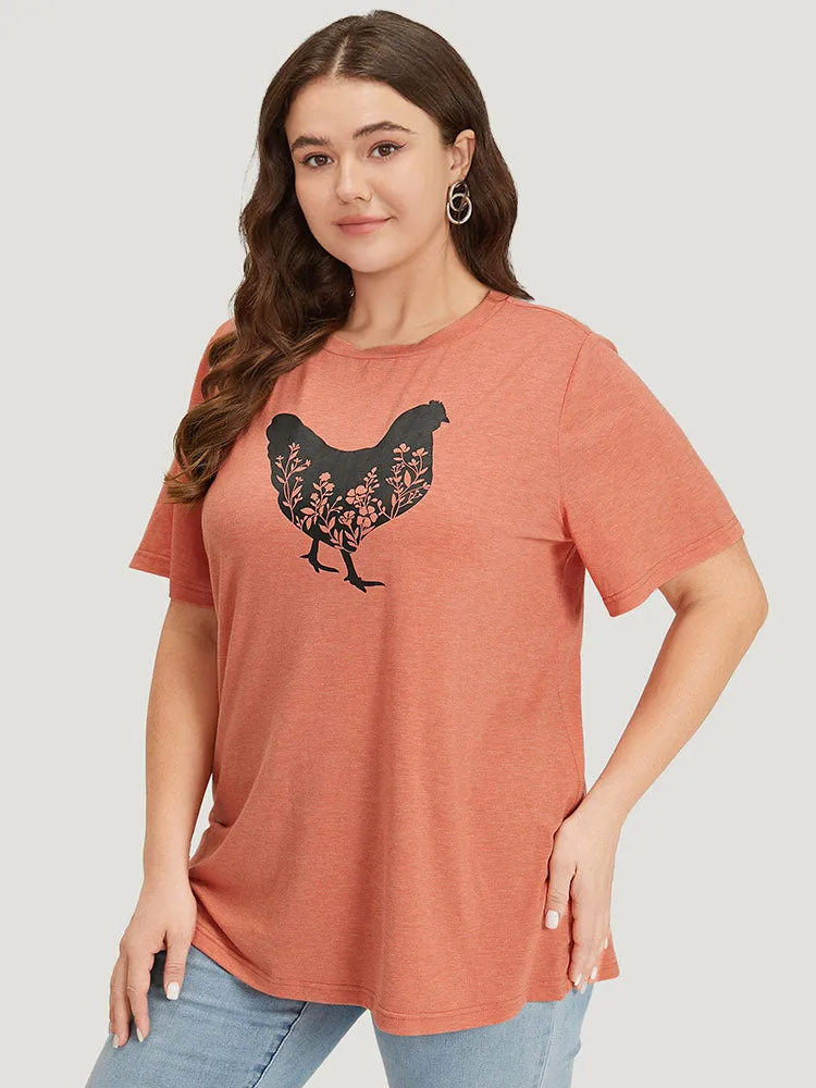 Animal & Plants Print Round Neck T-shirt sold by Bloomchic product image thumbnail 3