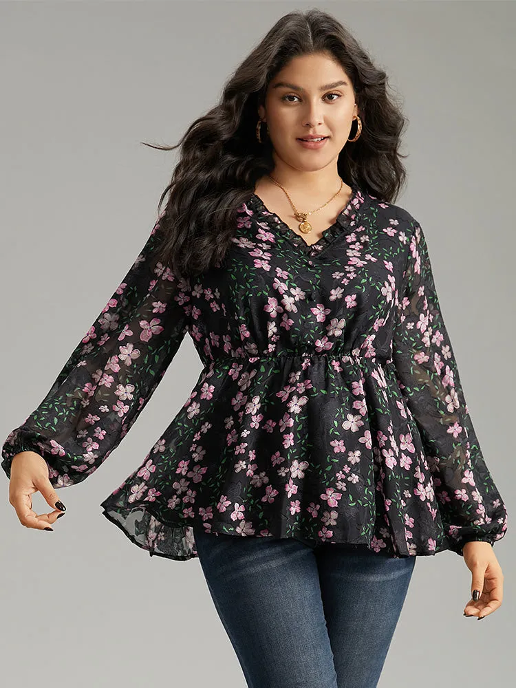 Floral Print Frill Trim Blouse sold by Bloomchic product image thumbnail 2