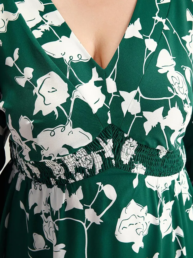 Silhouette Floral Print Shirred Elastic Cuffs Dress sold by Bloomchic product image thumbnail 5
