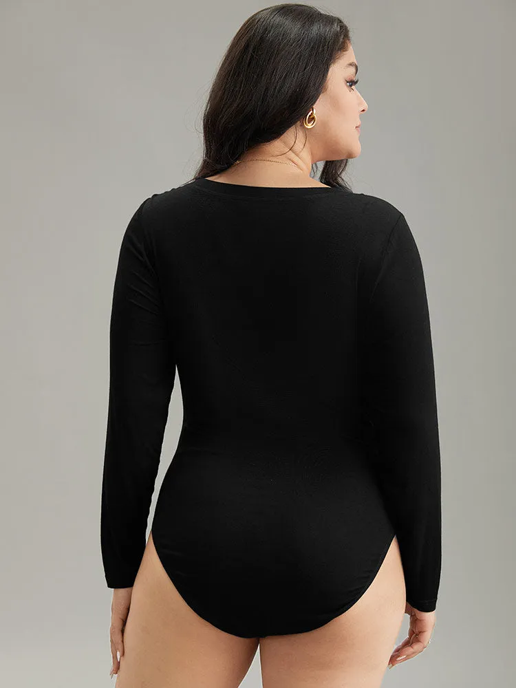 Solid Long Sleeve Basic V Neck Bodysuit sold by Bloomchic product image thumbnail 5