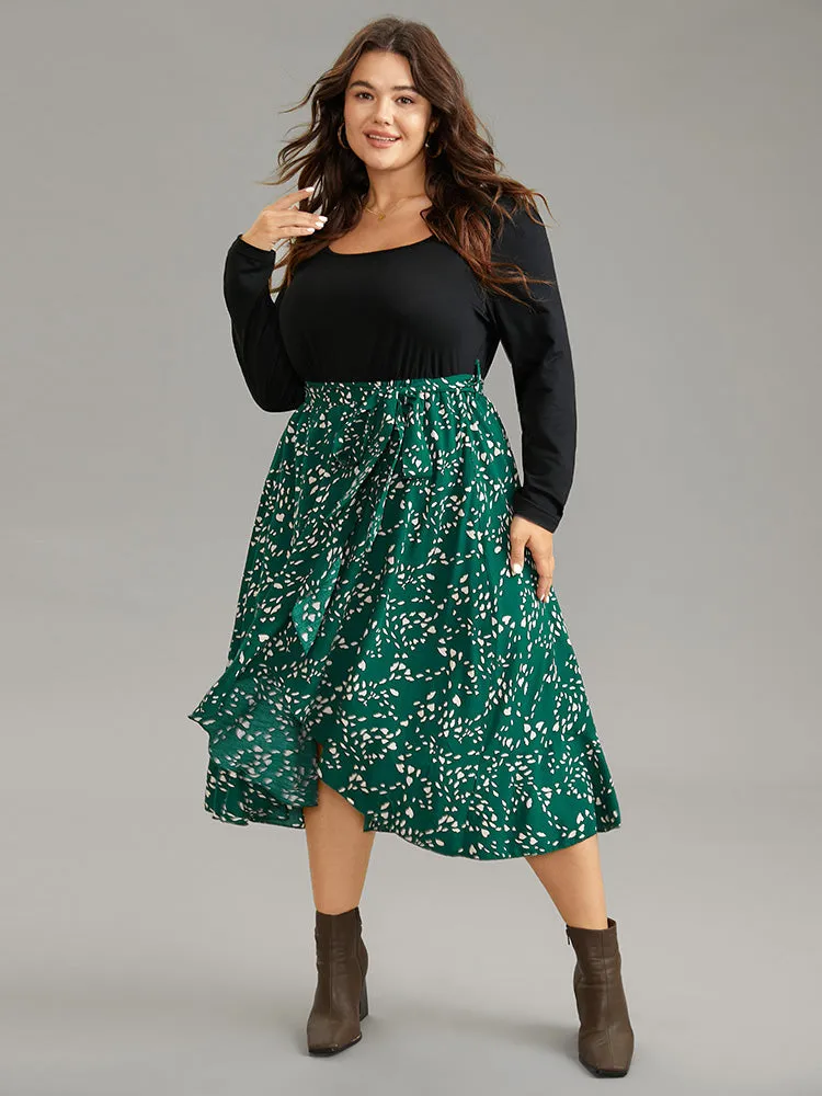 Heart Patchwork Square Neck Belted Arc Hem Dress sold by Bloomchic product image thumbnail 3