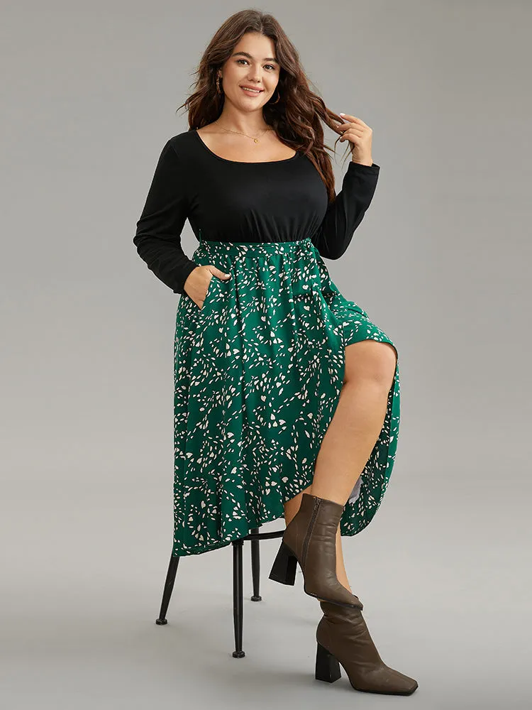 Heart Patchwork Square Neck Belted Arc Hem Dress sold by Bloomchic product image thumbnail 4