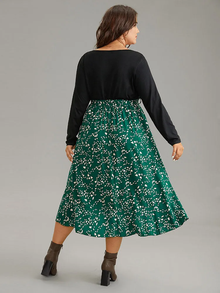 Heart Patchwork Square Neck Belted Arc Hem Dress sold by Bloomchic product image thumbnail 2