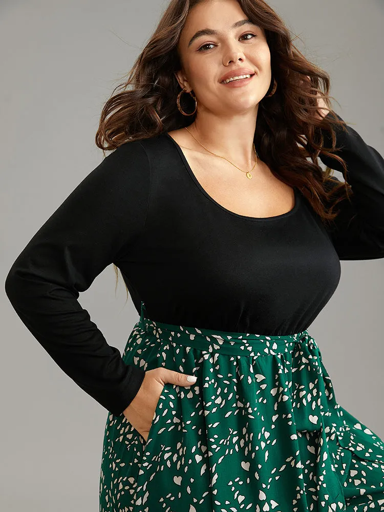 Heart Patchwork Square Neck Belted Arc Hem Dress sold by Bloomchic product image thumbnail 5