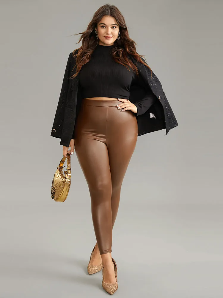 PU Leather Elastic Waist Leggings sold by Bloomchic product image thumbnail 3