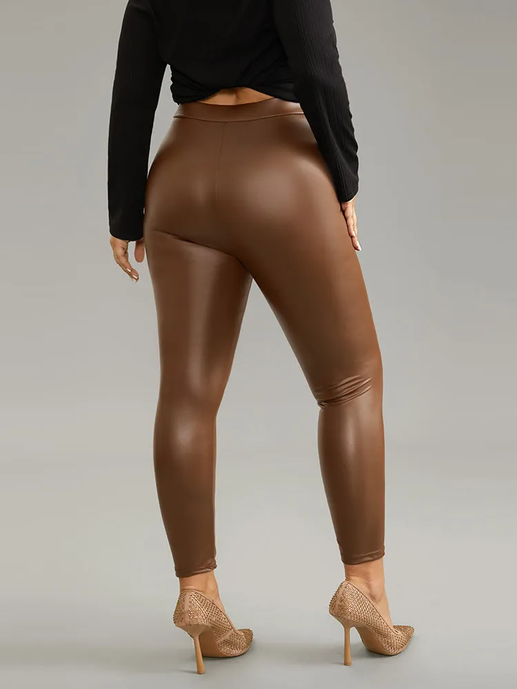 PU Leather Elastic Waist Leggings sold by Bloomchic product image thumbnail 2