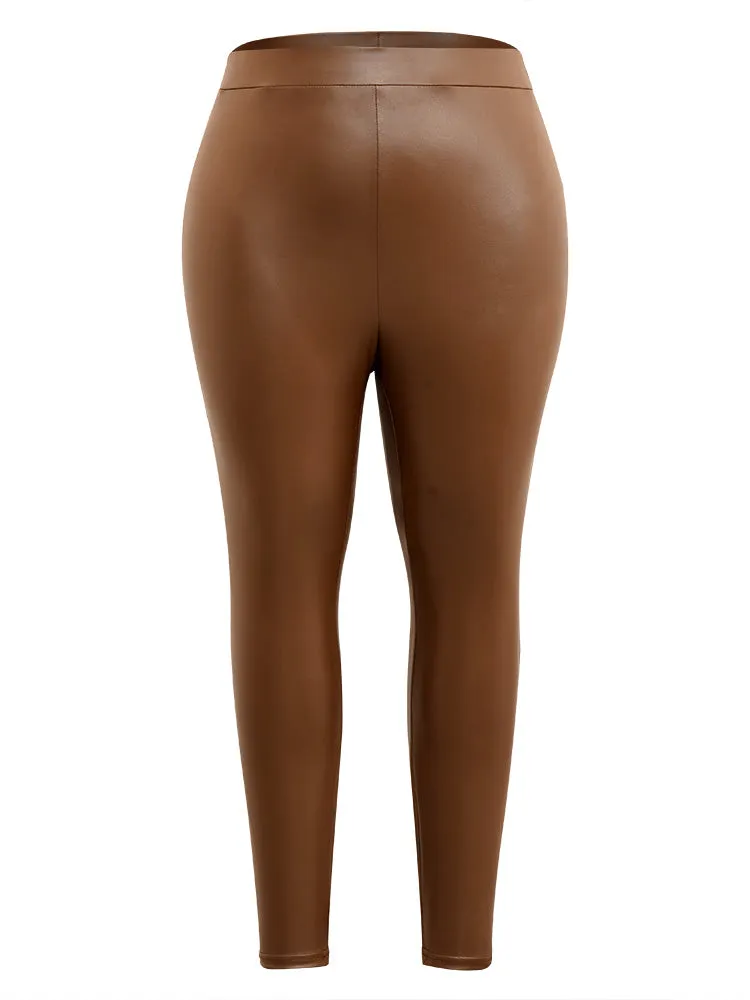 PU Leather Elastic Waist Leggings sold by Bloomchic product image thumbnail 5