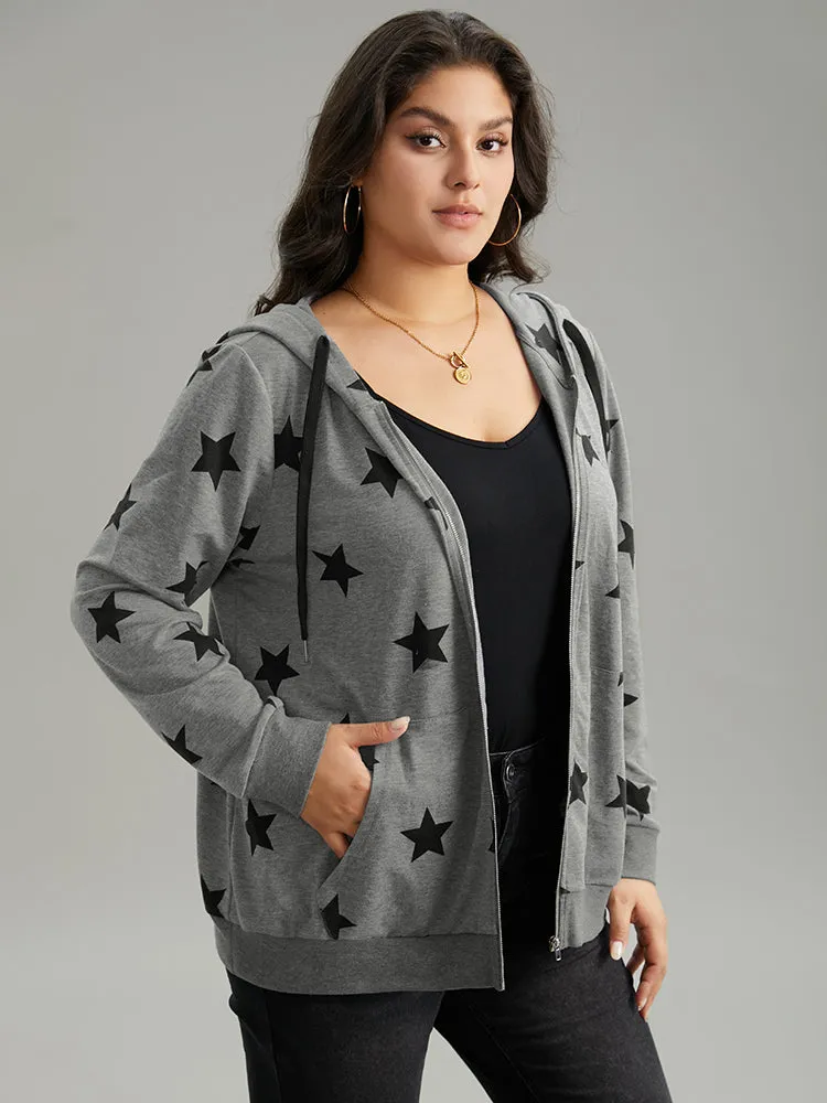 Star Print Hooded Ties Pocket Sweatshirt sold by Bloomchic product image thumbnail 5