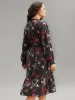 Butterfly Print Shirred Belted Layered Dress sold by Bloomchic