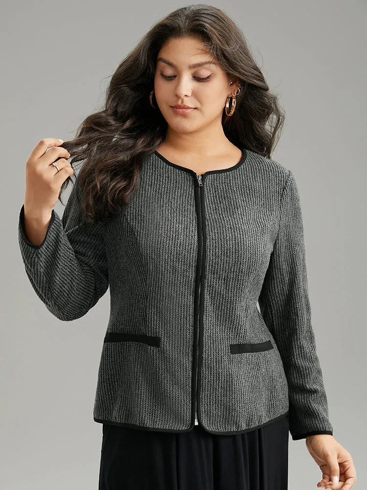 Solid Textured Patchwork Zipper Pocket Blazer sold by Bloomchic product image thumbnail 5