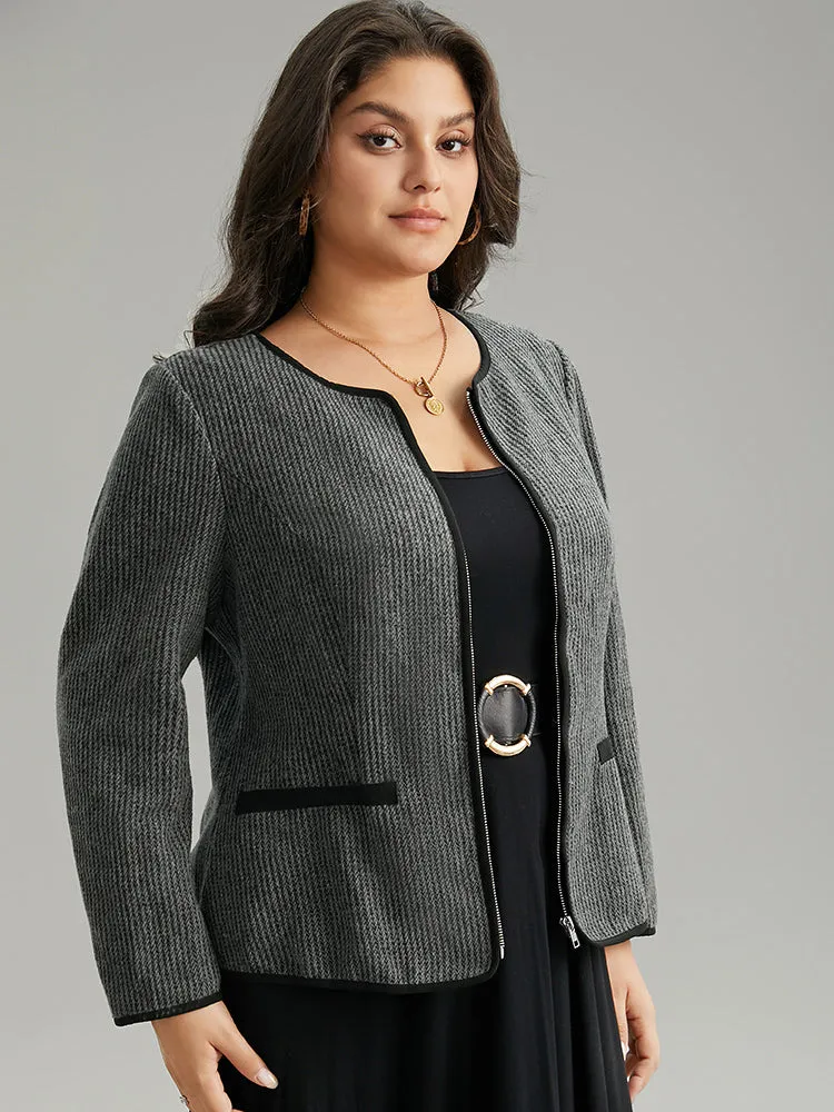 Solid Textured Patchwork Zipper Pocket Blazer sold by Bloomchic product image thumbnail 3