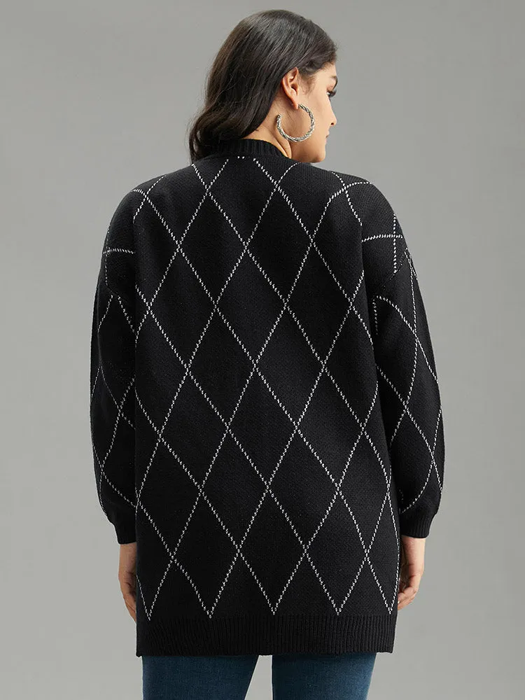 Sparkly Plaid Open Front Cardigan sold by Bloomchic product image thumbnail 2