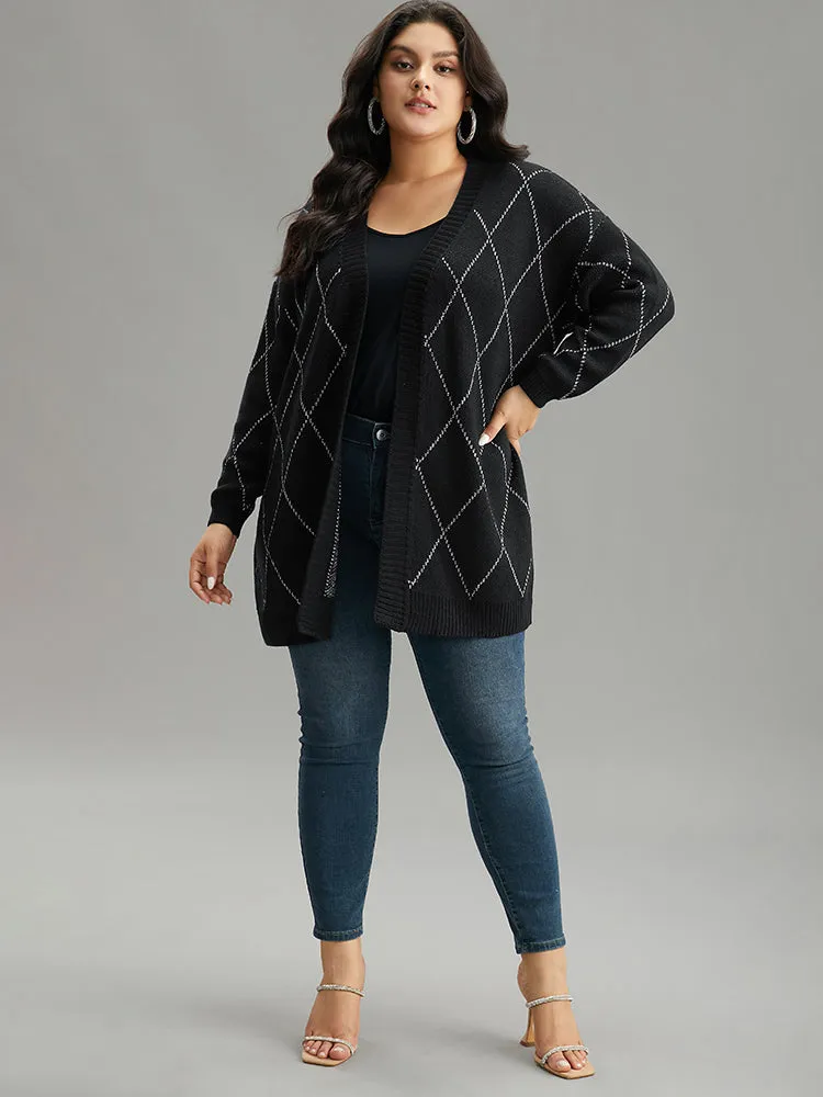 Sparkly Plaid Open Front Cardigan sold by Bloomchic product image thumbnail 5