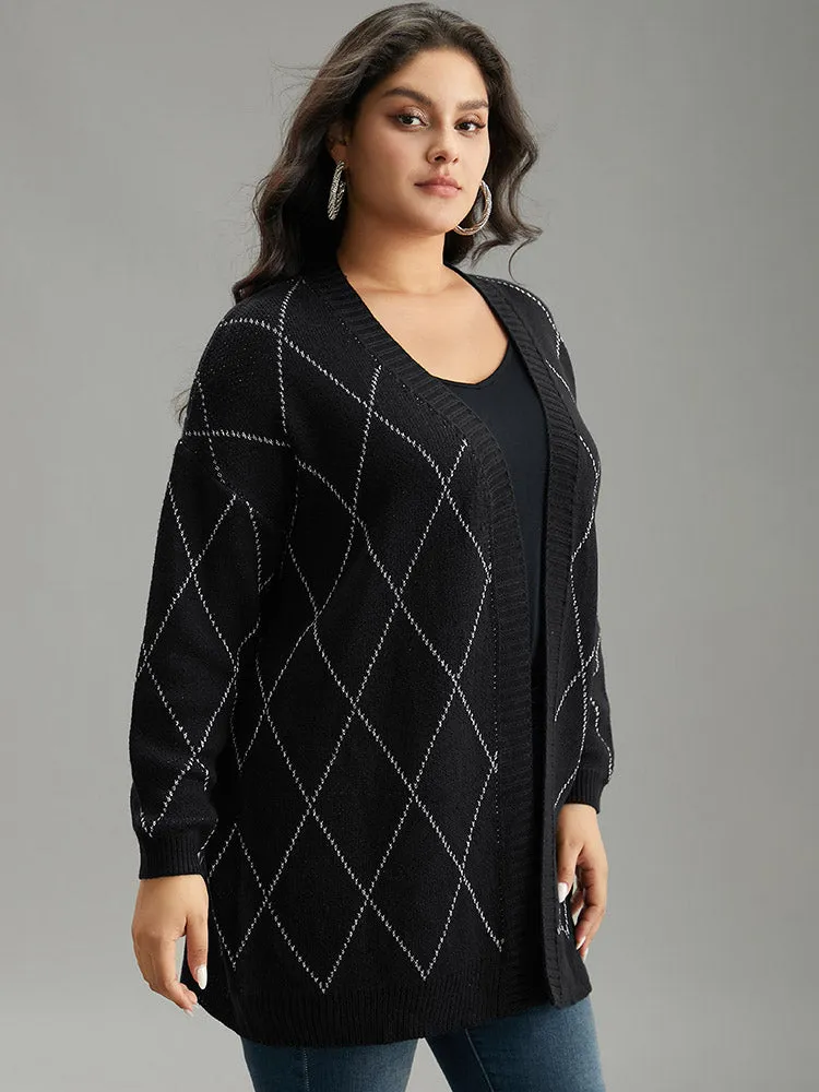 Sparkly Plaid Open Front Cardigan sold by Bloomchic product image thumbnail 4