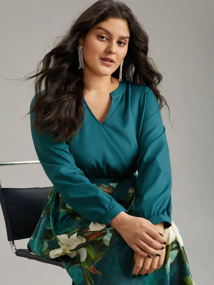 Floral Print Patchwork Bleted Pocket Dress sold by Bloomchic product image thumbnail 4