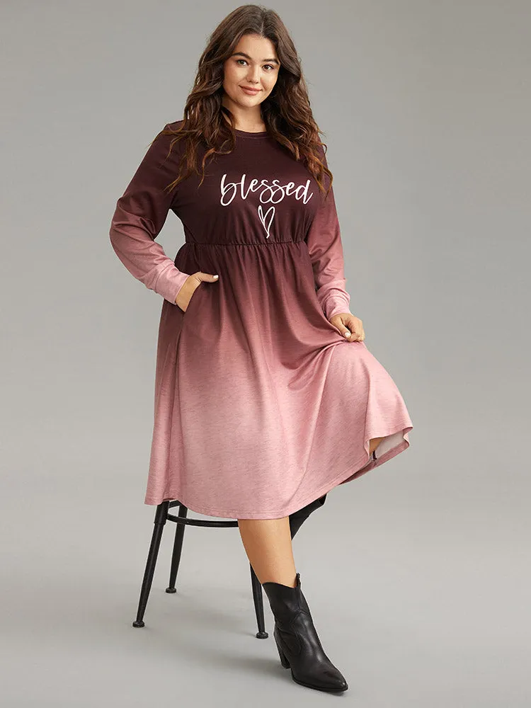 Letter Tie Dye Gathered Elastic Waist Dress sold by Bloomchic product image thumbnail 2