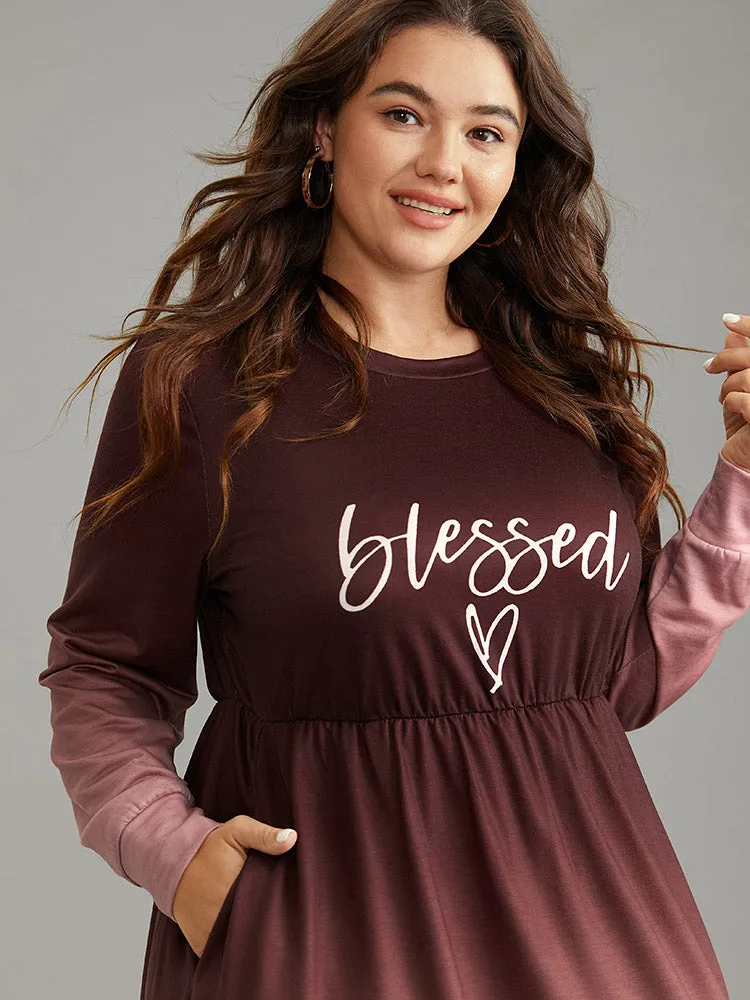 Letter Tie Dye Gathered Elastic Waist Dress sold by Bloomchic product image thumbnail 4