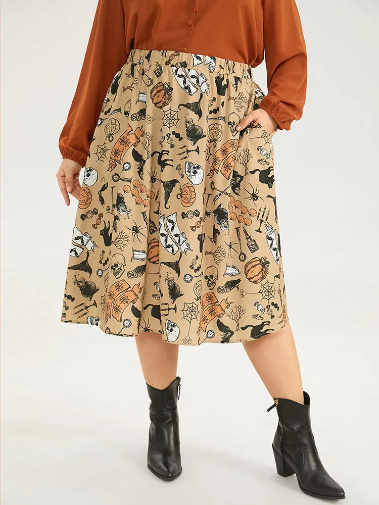 Halloween Graphic Woven Skirt sold by Bloomchic product image thumbnail 2