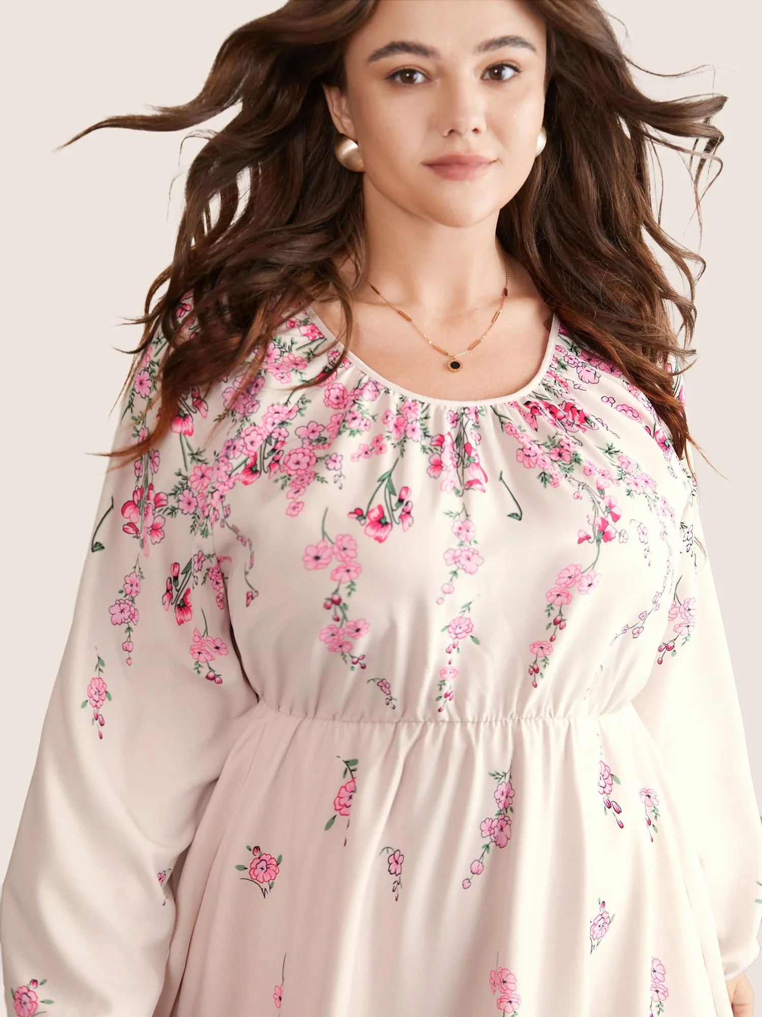 Boho Print Patchwork Ruffles Lantern Sleeve Dress sold by Bloomchic product image thumbnail 3