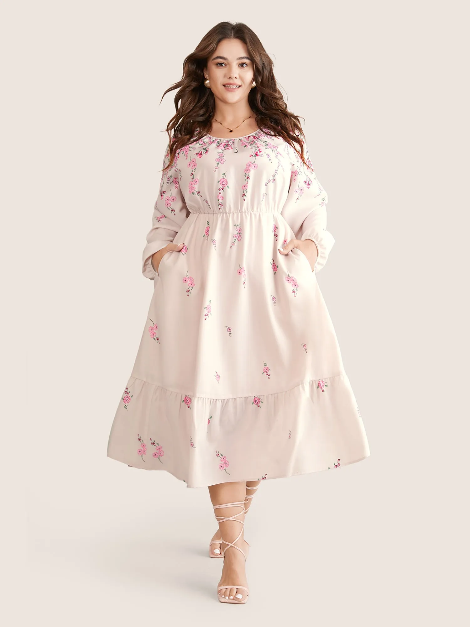 Boho Print Patchwork Ruffles Lantern Sleeve Dress sold by Bloomchic