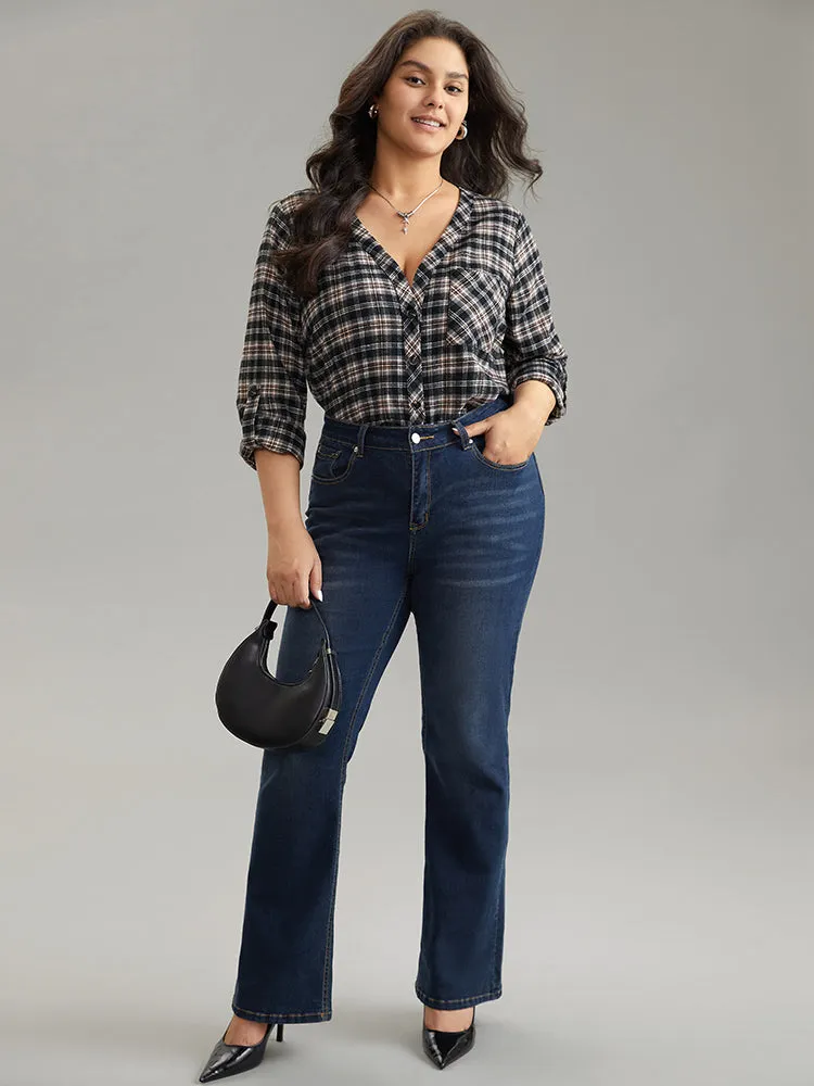 Gingham Tab Sleeve Patched Pocket Blouse sold by Bloomchic product image thumbnail 3