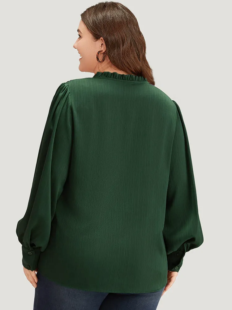 Anti-Wrinkle Solid Knot Neck Gathered Lantern Sleeve Blouse sold by Bloomchic product image thumbnail 5