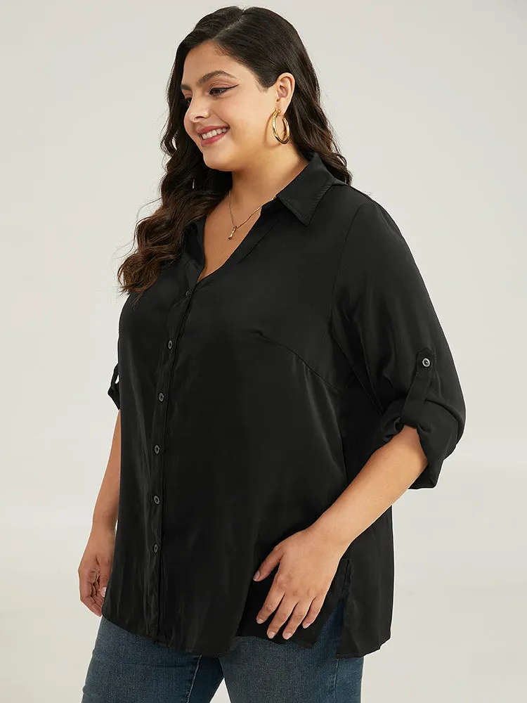 Anti-Wrinkle Plain Button Through Shirt Collar Tab Sleeve Blouse sold by Bloomchic product image thumbnail 3