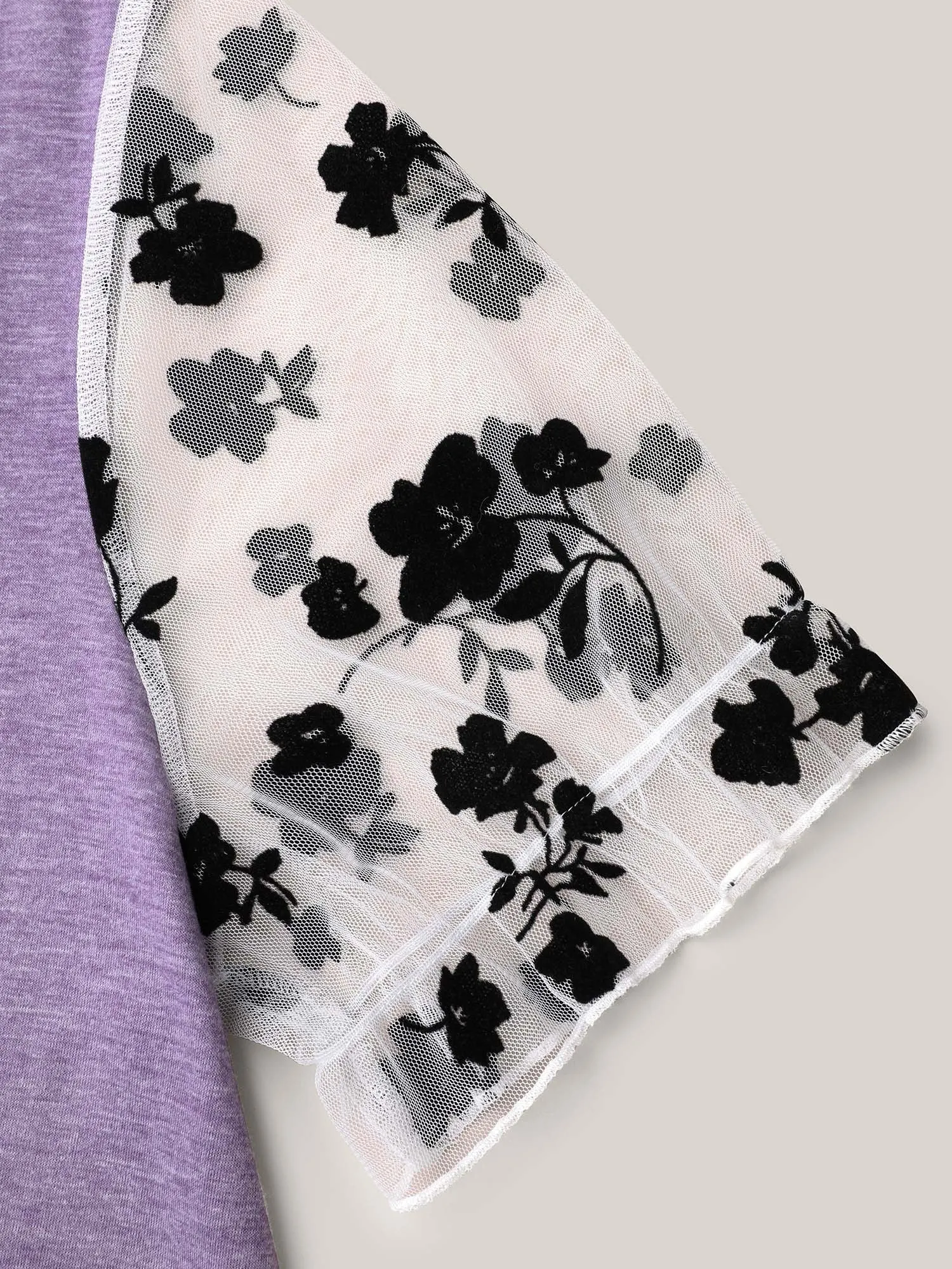 Mixed Material Sheer Sleeve T-Shirt sold by Bloomchic product image thumbnail 5