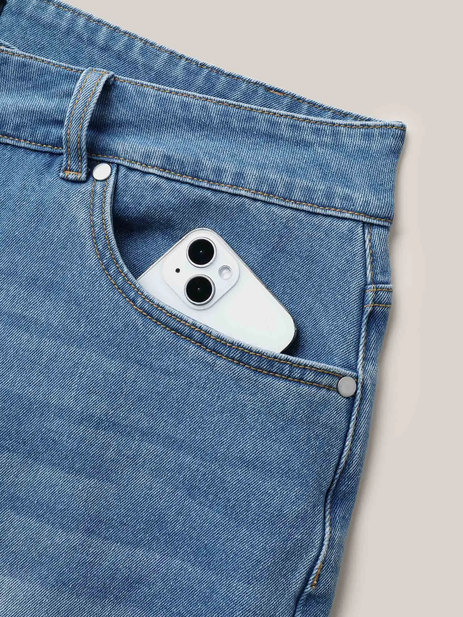 Overlap Whiskered Wash Straight Denim Shorts sold by Bloomchic product image thumbnail 5