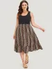 Supersoft Essentials Bandana Print Patchwork Pocket Ruffle Hem Tank Dress sold by Bloomchic
