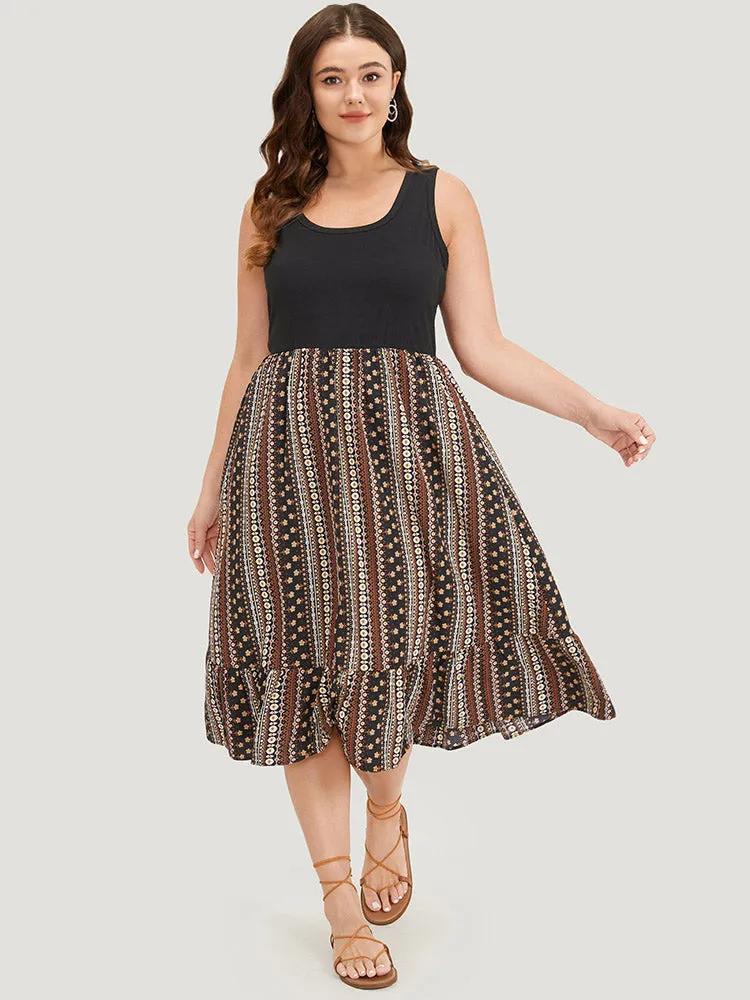 Supersoft Essentials Bandana Print Patchwork Pocket Ruffle Hem Tank Dress sold by Bloomchic product image thumbnail 2