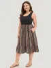Supersoft Essentials Bandana Print Patchwork Pocket Ruffle Hem Tank Dress sold by Bloomchic