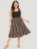 Supersoft Essentials Bandana Print Patchwork Pocket Ruffle Hem Tank Dress sold by Bloomchic