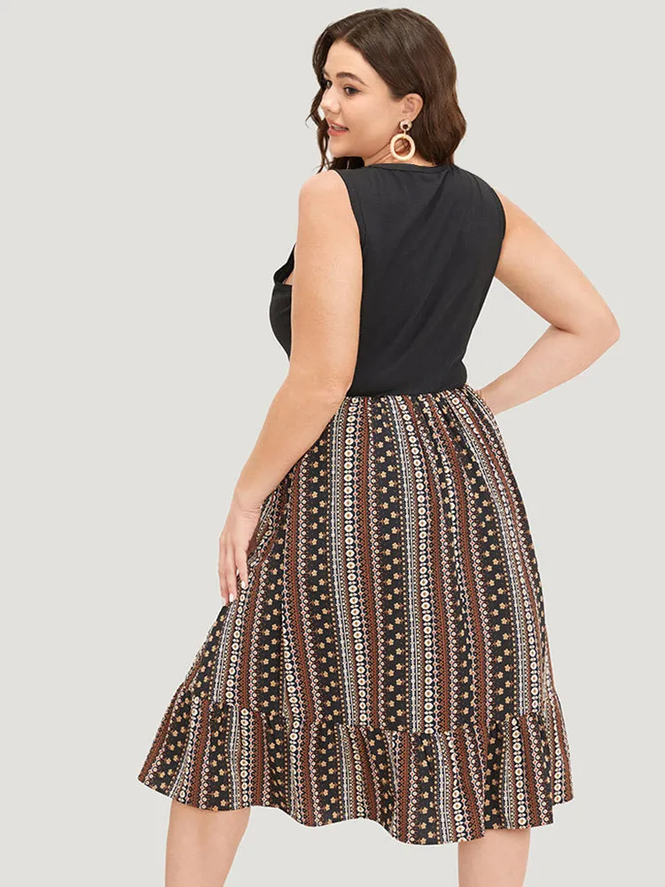 Supersoft Essentials Bandana Print Patchwork Pocket Ruffle Hem Tank Dress sold by Bloomchic product image thumbnail 5