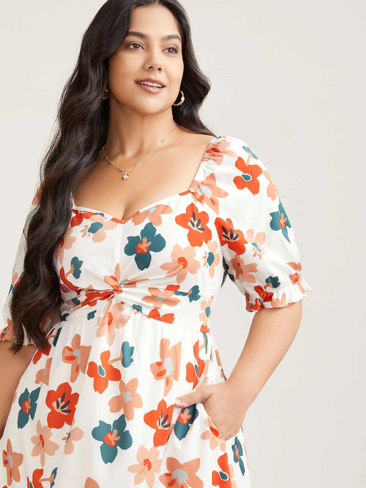 Sweet Floral Front-Twist Lined Maxi Dress sold by Bloomchic product image thumbnail 2