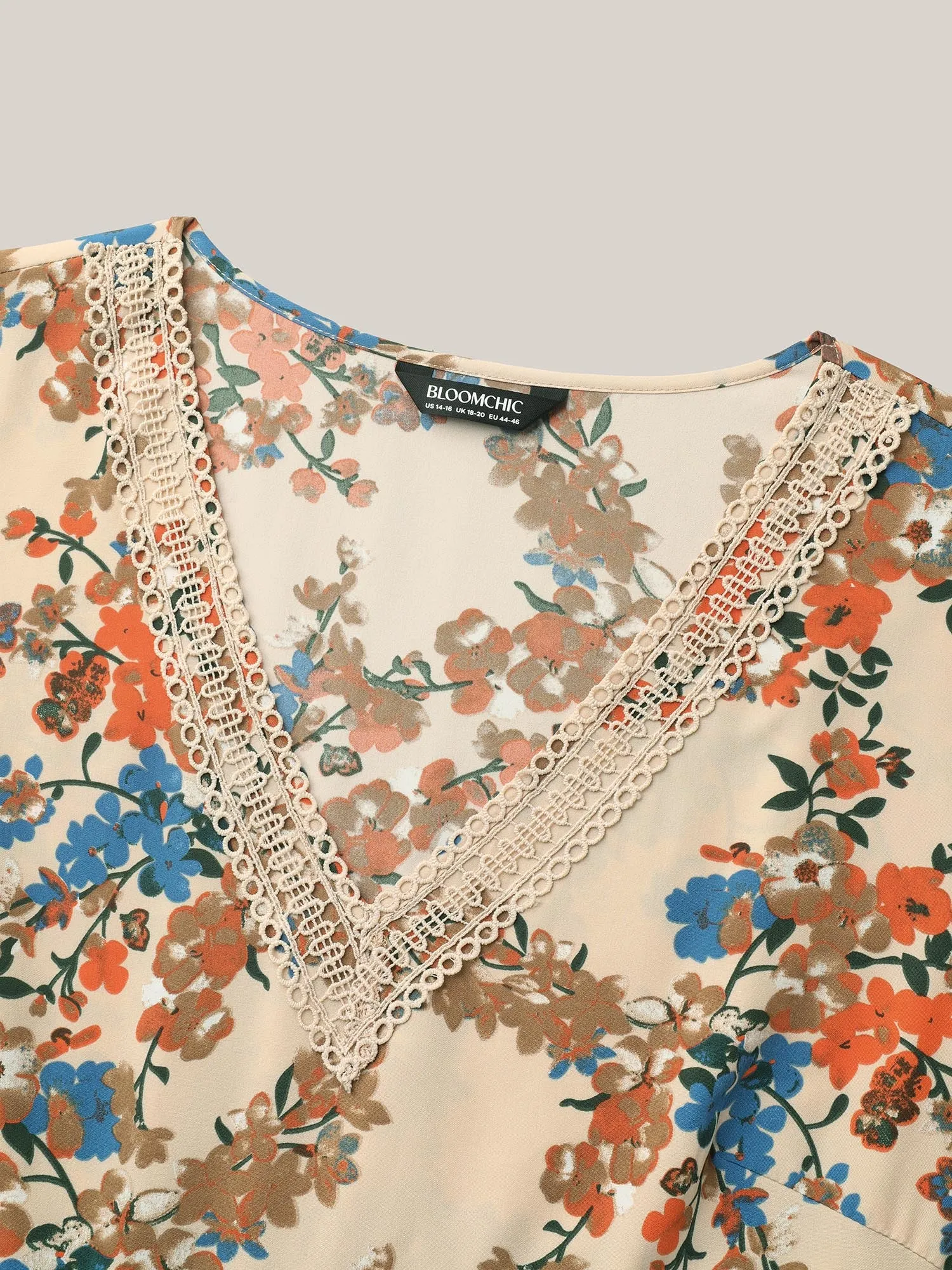 Floral Pring Lace Detail Tied Midi Dress sold by Bloomchic product image thumbnail 5