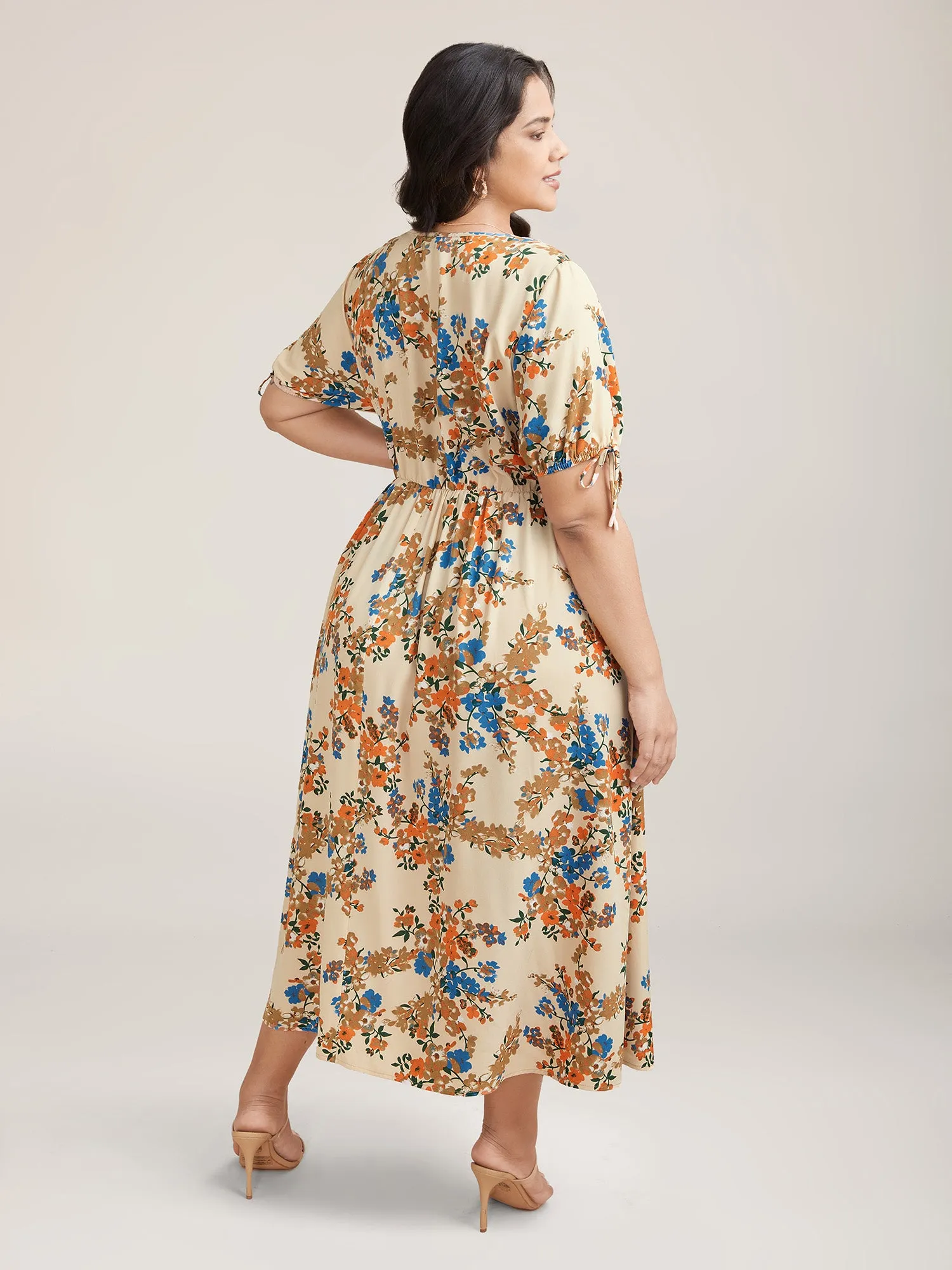 Floral Pring Lace Detail Tied Midi Dress sold by Bloomchic product image thumbnail 4