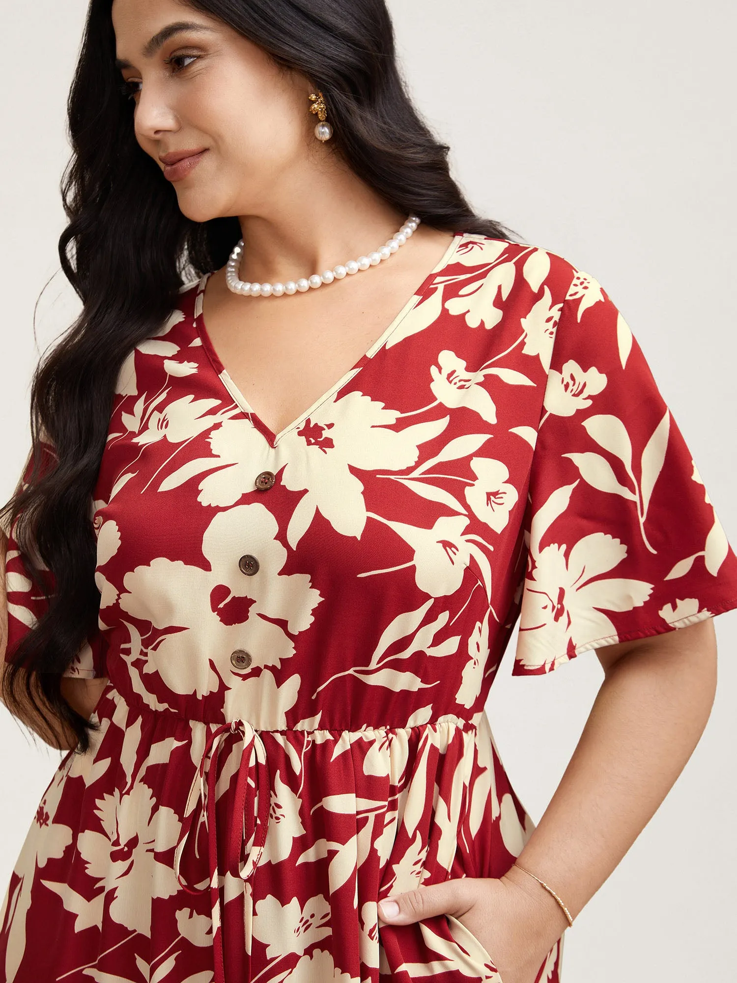 Flirty Floral Print Tied Tiered Maxi Dress sold by Bloomchic product image thumbnail 3