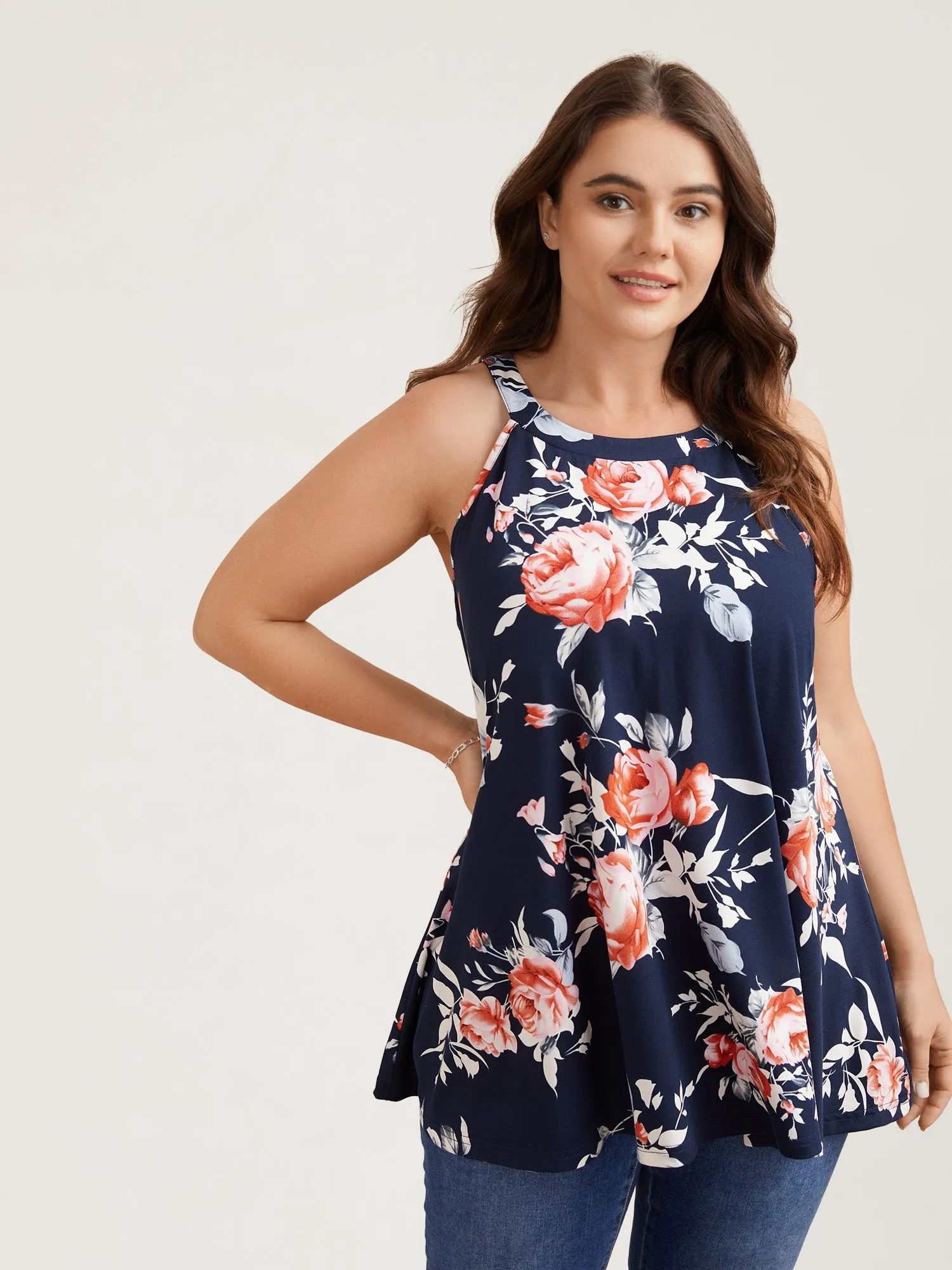 Rosy Print Halter Neck Top sold by Bloomchic