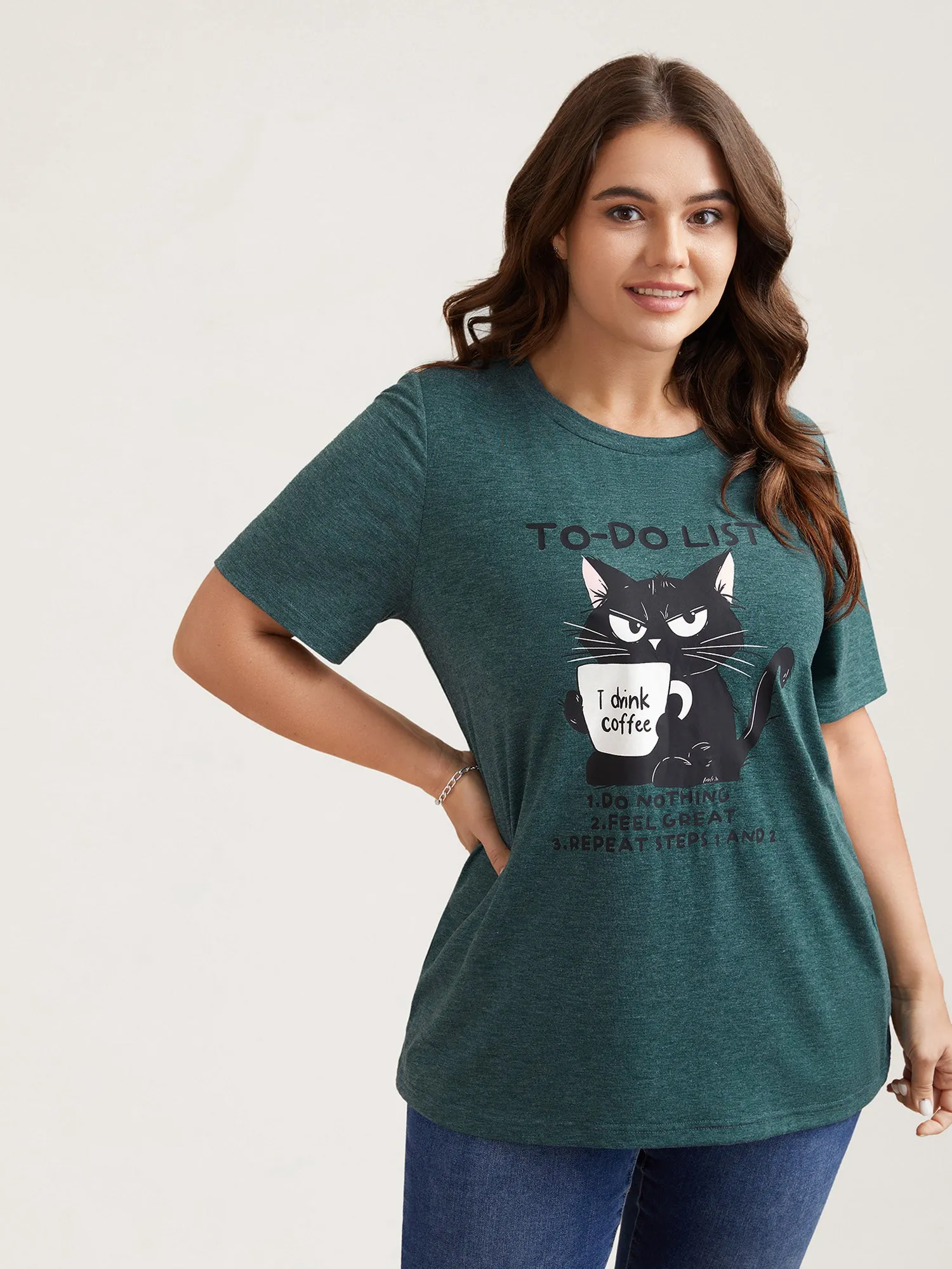 Cat To-Do List Heathered T-Shirt sold by Bloomchic product image thumbnail 2