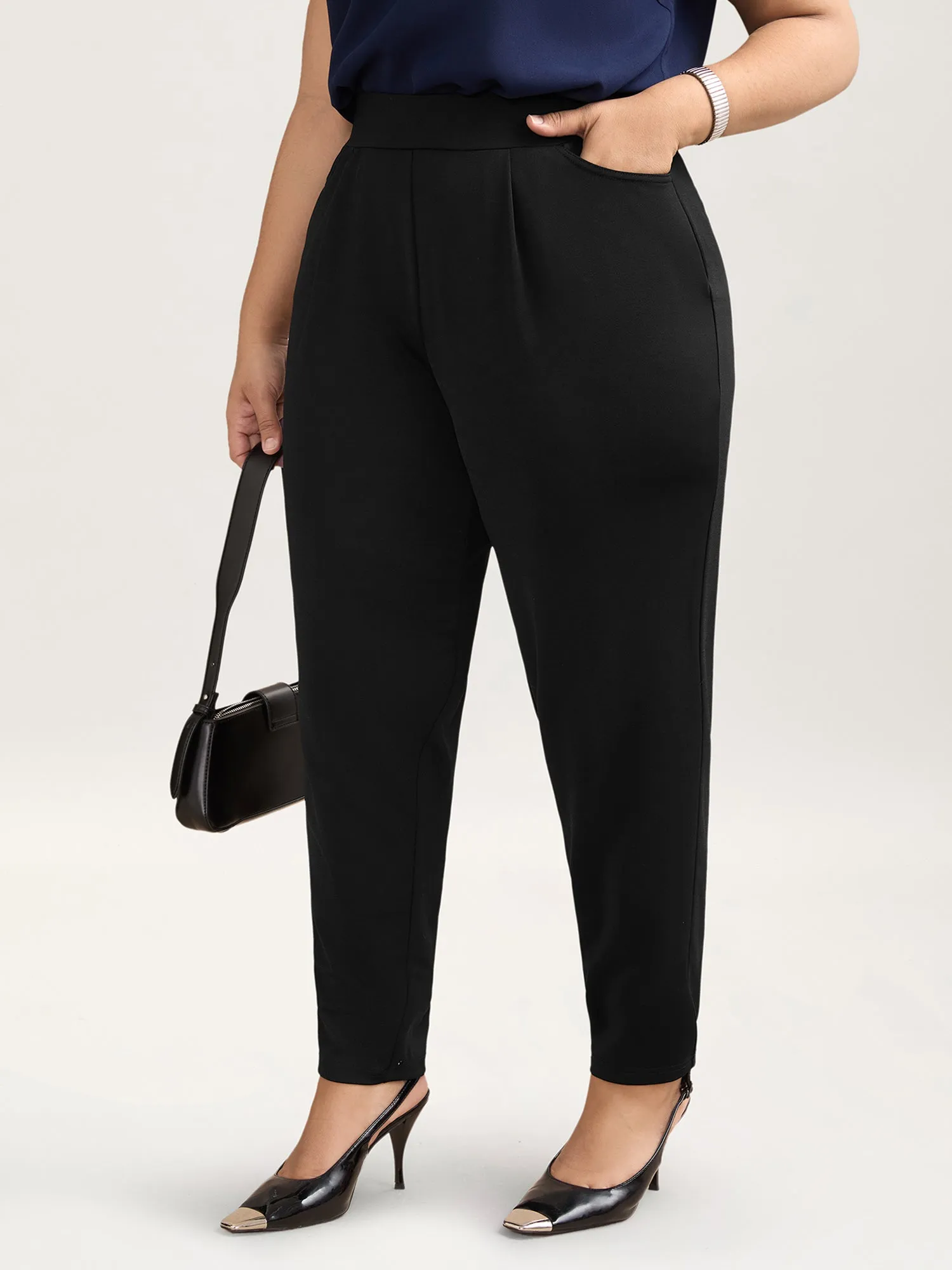 Pleated Stretchy Waist Skinny-Fit Pants sold by Bloomchic
