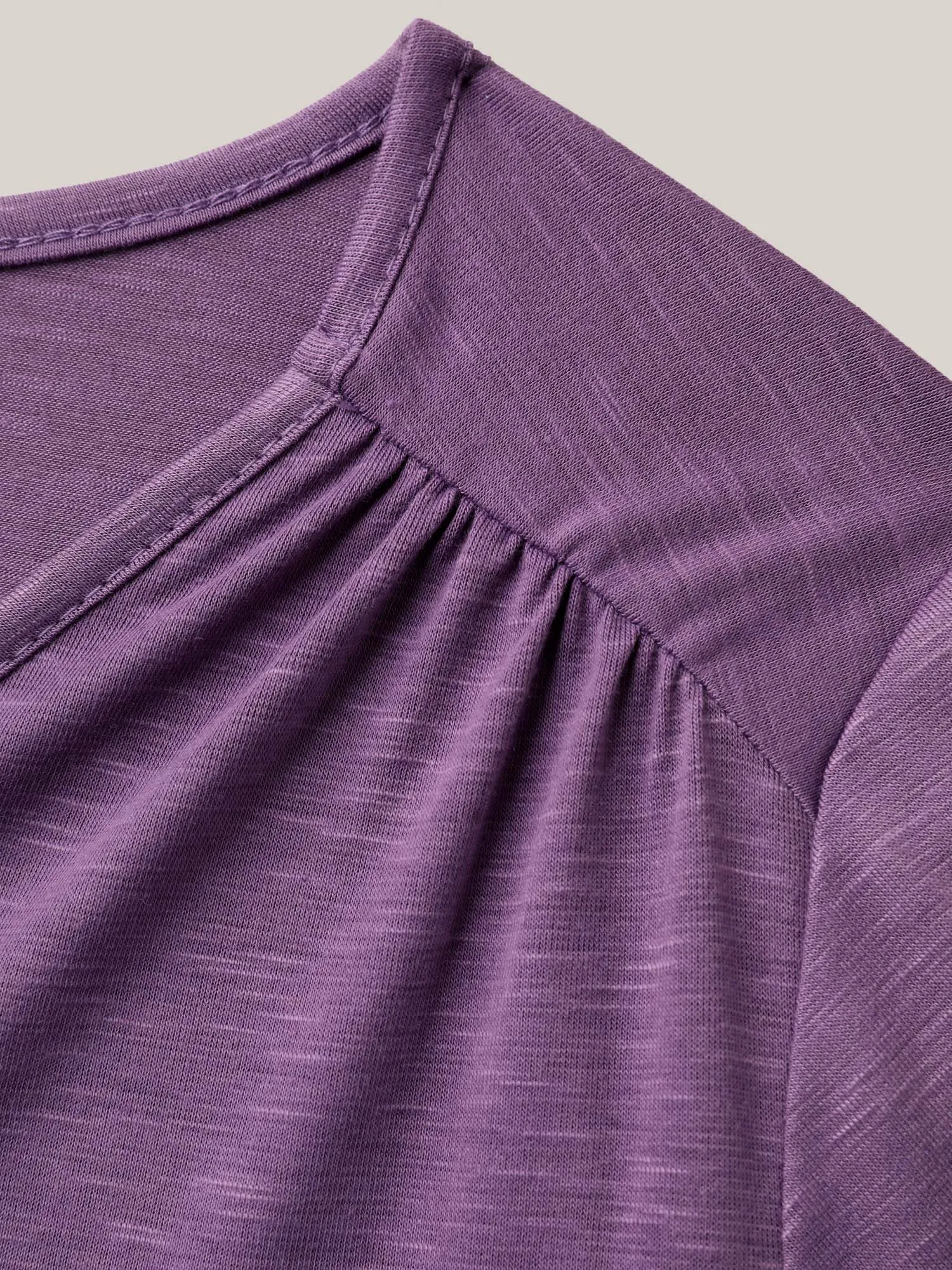 Bamboo Textured Pleated Shoulder Button T-Shirt sold by Bloomchic product image thumbnail 5