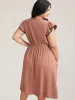 Contrast Lace Flutter Sleeve Breezy Midi Dress sold by Bloomchic