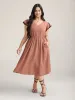 Contrast Lace Flutter Sleeve Breezy Midi Dress sold by Bloomchic