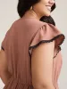 Contrast Lace Flutter Sleeve Breezy Midi Dress sold by Bloomchic