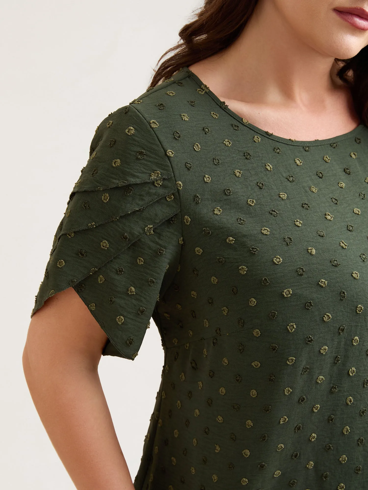 Textured Color Contrast Petal Sleeve Blouse sold by Bloomchic product image thumbnail 5