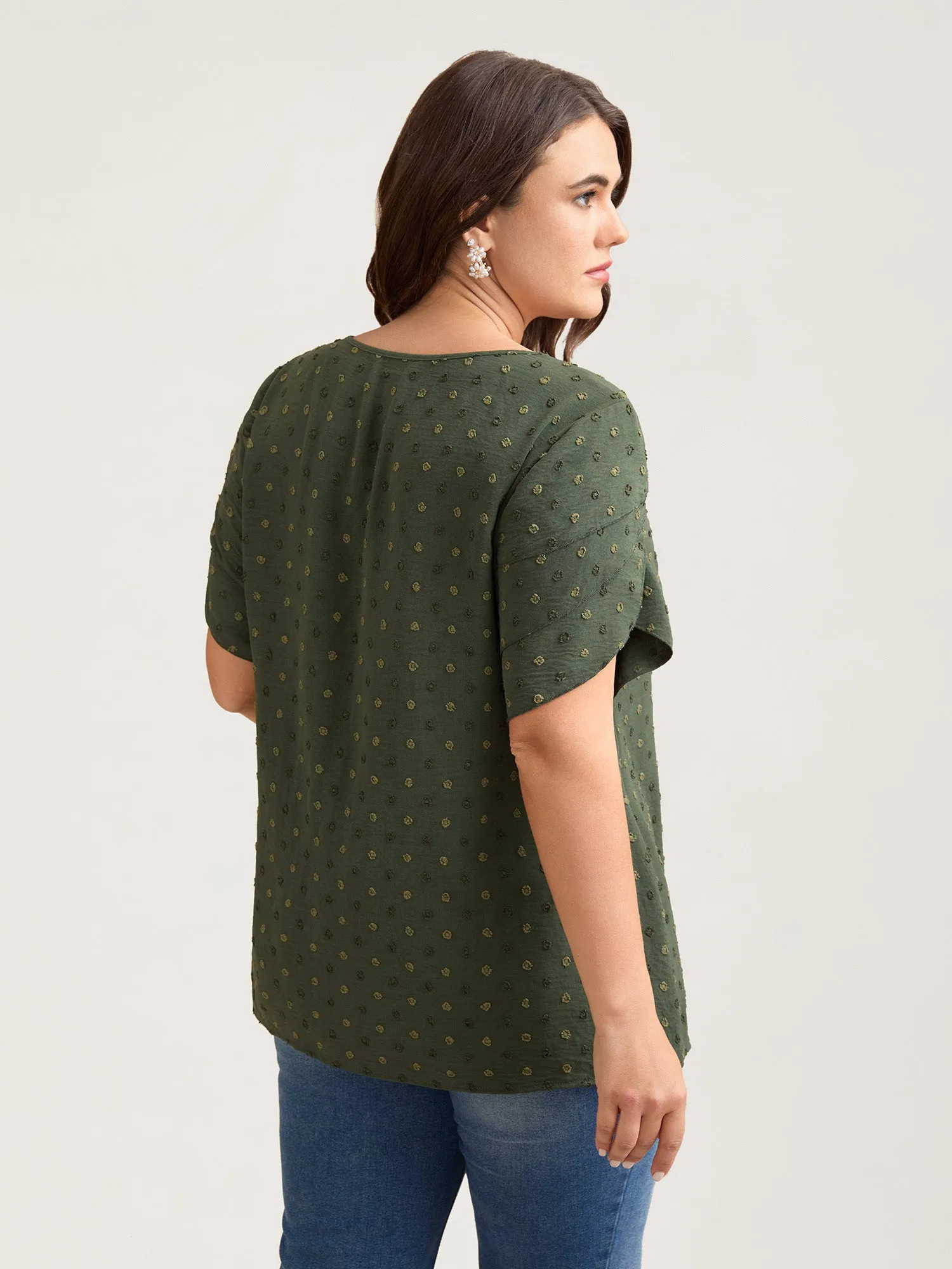 Textured Color Contrast Petal Sleeve Blouse sold by Bloomchic product image thumbnail 4